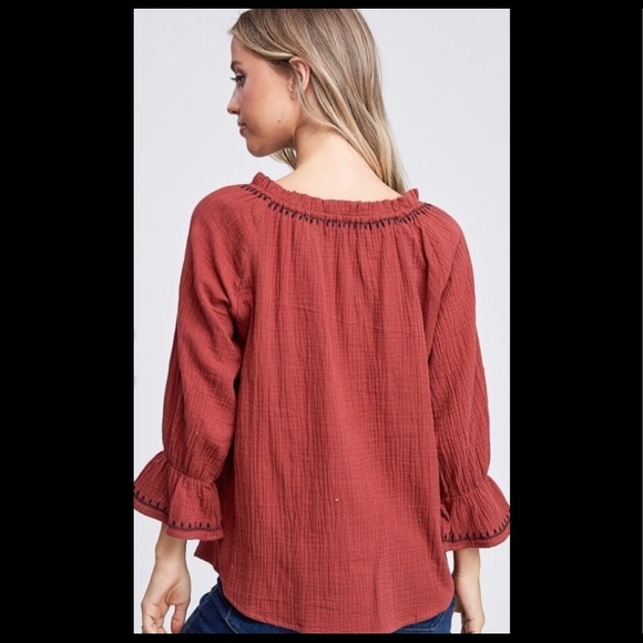 ♥️2 left ❤️ Rust Boho Top - Picture 3 of 6